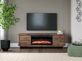 Prime Furniture - Ashley Furniture - Zadilyn 72" TV Stand with Electric Fireplace - 72" TV Stand with Electric Fireplace / Brown - W3367W1